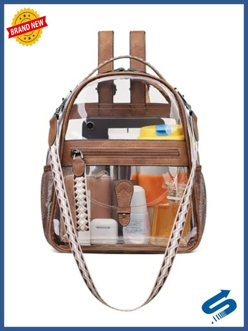 Clear Mini Backpack Purse for Women, Stadium Approved 12x12x6, Waterproof PVC